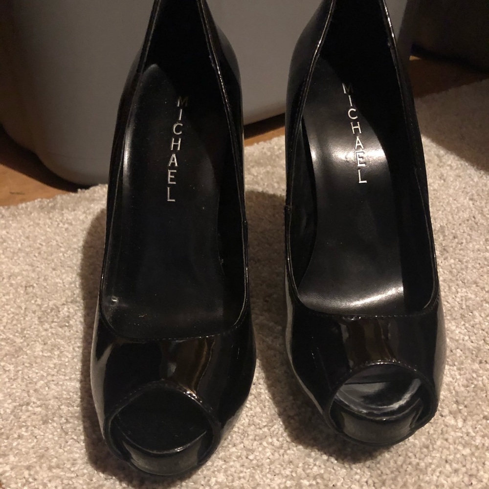 Michael black peep toe high heels
